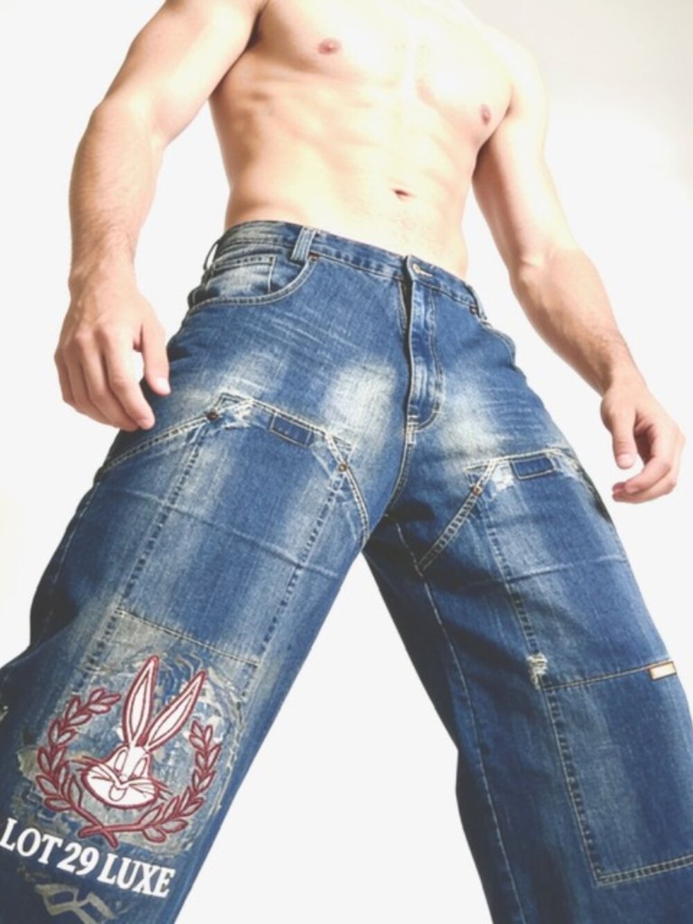 Y2K Streetwear Jean LOT 29 LUXE Looney Tunes Time Wiley Blue Denim 42 X33(86 - Picture 6 of 16